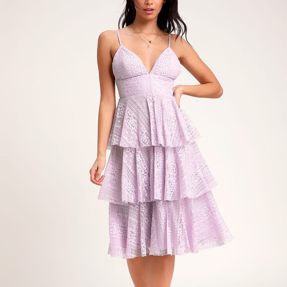 Lavender Ruffled Midi Dress
